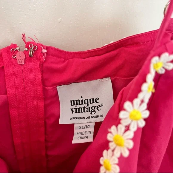 Unique Vintage Hot Pink Daisy Dress - Picture 5 of 5